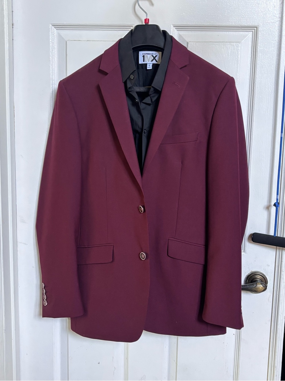 Men's Renoir  Burgundy Slim Two-Button Blazer Suit 3-Peace